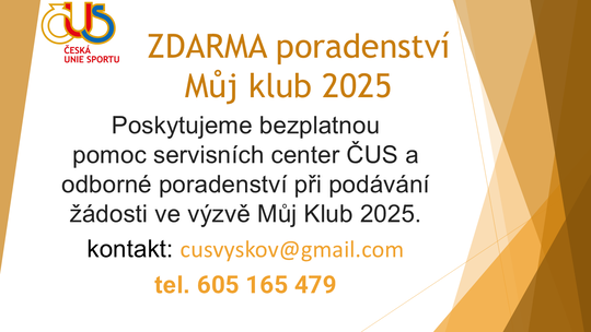 Zdarma poradenství Můj klub 2025